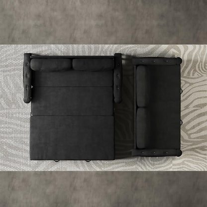 Tabaray 63.8" Futon Sofa Bed Queen Size, Pull Out Bed, 3-in-1 Convertible Sleeper Sofa with Side Pocket, Modern Plush Velvet Futon Couch for Living Room, Small Space, Apartment, Bedroom, Black