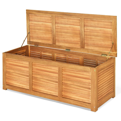 Gymax Acacia Wood Deck Box 46 Gallon Garden Backyard Storage Bench Container