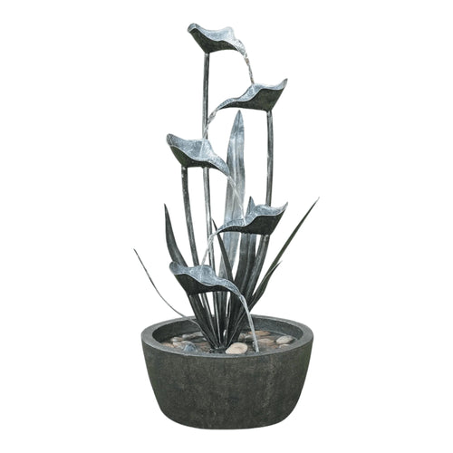 Hi-Line Gifts 35.5" Gray and Brown Outdoor Garden Plant Fountain