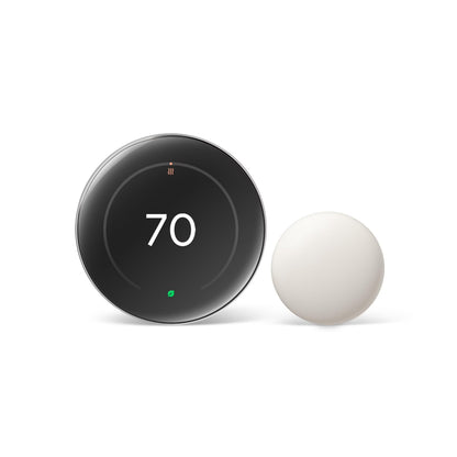Google Nest Learning Thermostat (4th Gen) with Nest Temperature Sensor (2nd Gen) - Energy Saving Smart Thermostat with Adaptive Eco - Works with Alexa and Google Home App - Polished Obsidian