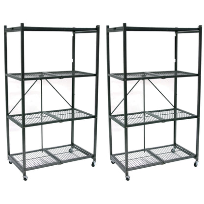 Origami 2-Pack R5 Series Heavy-Duty 4-Tier Foldable Steel Shelf, Pewter