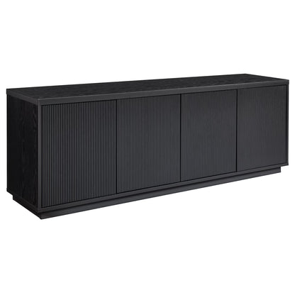 Evelyn&Zoe Hanson Rectangular TV Stand for TV's up to 75", Black Grain