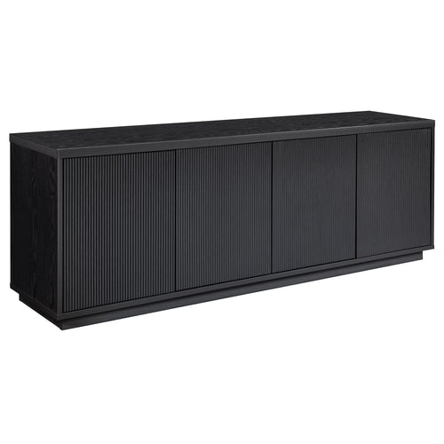 Evelyn&Zoe Hanson Rectangular TV Stand for TV's up to 75", Black Grain