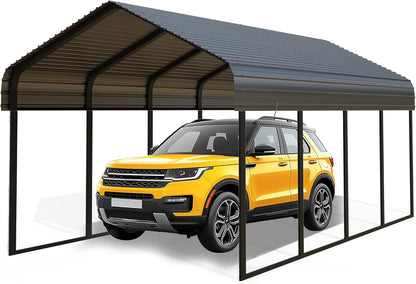 10x20 ft Portable Garage Heavy-Duty Metal Carport Canopy Kit，All-Weather Shelter with Reinforced Galvanized Steel Frame，for RV, Truck, Boat & 1 Cars Storage，Multi-Use Party Tent