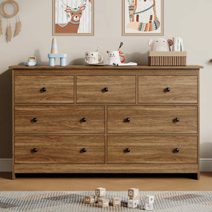 YouTrend 7 Drawer Dresser,White Dresser for Bedroom Drawer Organizer Storage Drawers,Wood Adult Storage Cabinet Living Room Hallway