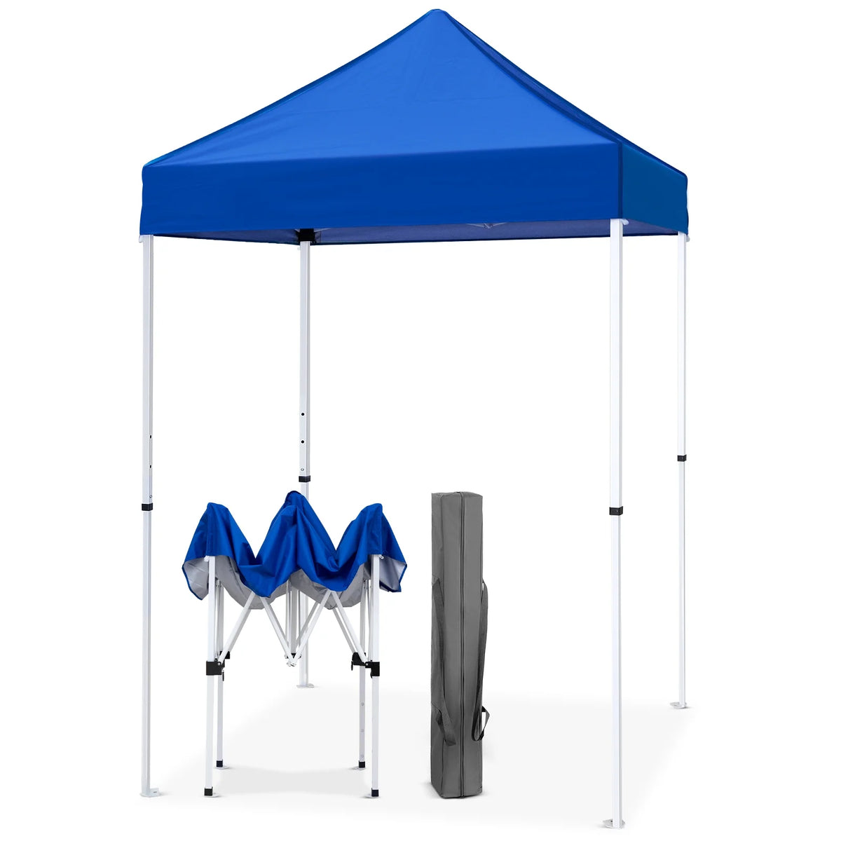 EAGLE PEAK 5x5 Pop Up Canopy Tent Instant Outdoor Canopy Easy Set-up Straight Leg Folding Shelter（Blue）