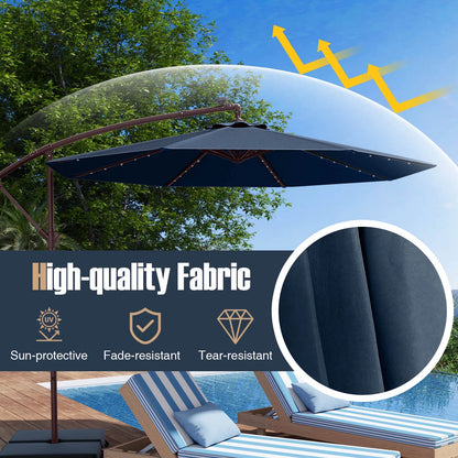 Costway 98.40" Navy Cantilever Patio Umbrella, Base-Included