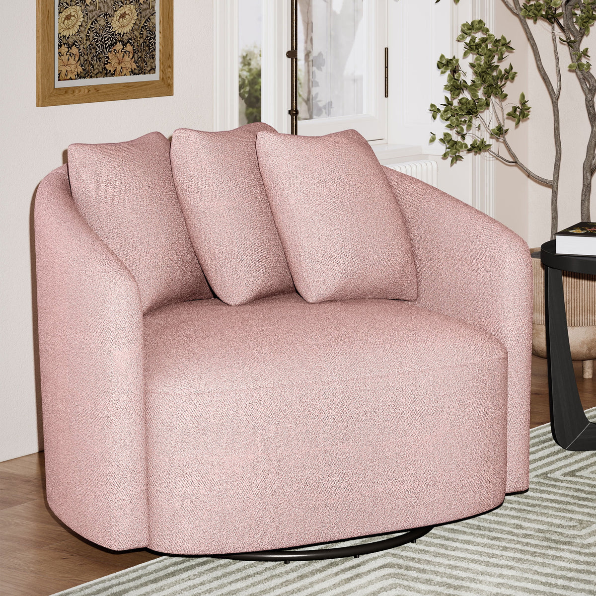 Beautiful Drew Accent Chair by Drew Barrymore, Cream Boucle