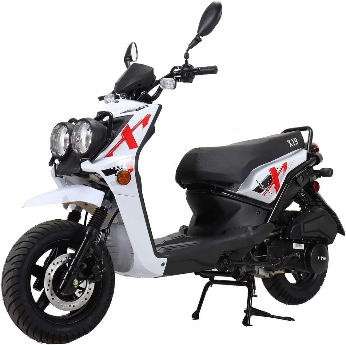 X-Pro Brand New 150cc Gas Moped Motorcycle, 12" Aluminum Wheels Electric/Kick Start Dual Headlights