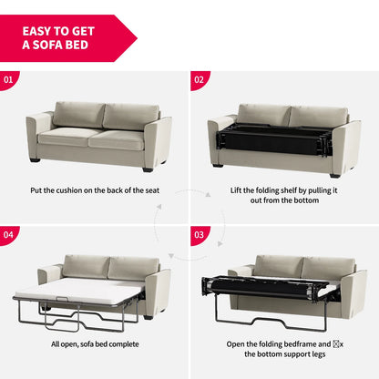 Mjkone Queen Pull Out Sofa Bed,Loveseat Sleeper Sofa with Mattress,2-in-1 Convertible Sleeper Couch,Dark Grey