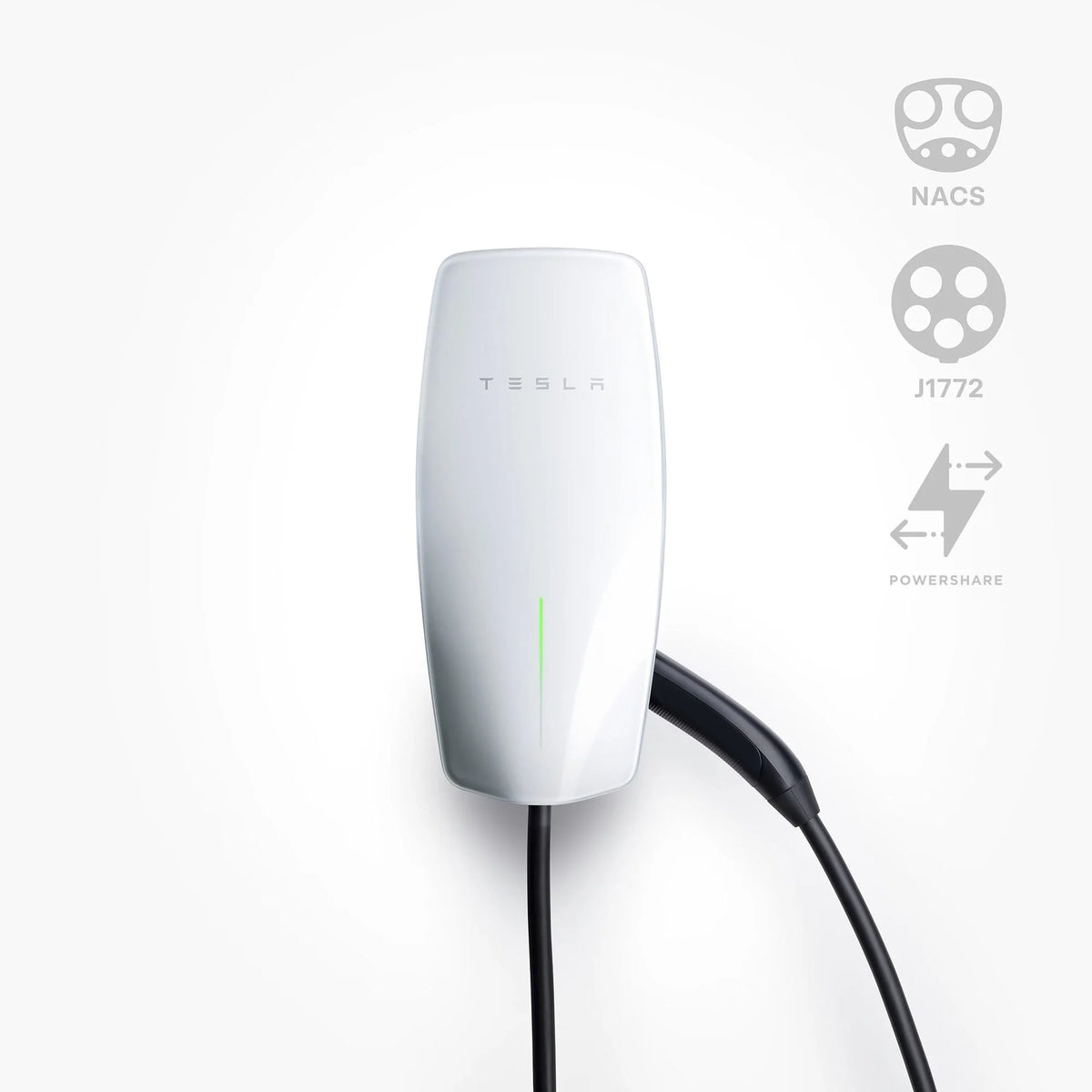 Tesla Universal Wall Connector - Electric Vehicle (EV) NACS / J1772 Charger with Dual Plug Type - Compatible for All North American EVs - Level 2 - up to 48A with 24' Cable