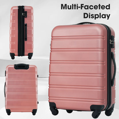 3 Piece ABS Luggage Set, Luggage with Spinner Wheel & TSA  20/24/28 inch, Purple