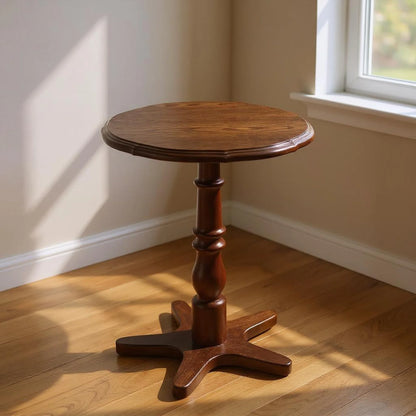 Homy Casa Round Pedestal Dining Table for Small Kitchen or Breakfast Nook, Walnut