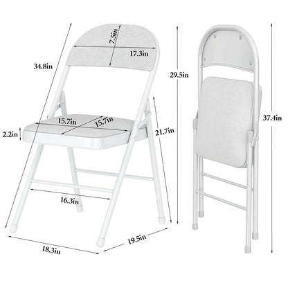 VECELO Set of 4 Folding Chairs, Fabric Dining Chair Set with Padded Cushion and Back, Indoor Outdoor Upholstered Seat with Metal Frame for Home Office Events Wedding Party, Orange