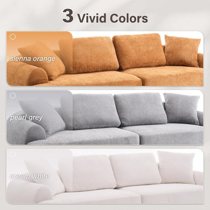 Loveseat Sectional Sofa for Living Room, 65’�?Modern Luxury Plush Chenille Extra Deep Seat Curved Cloud Floor Couch with 3 Throw Pillows for Small Spaces, No Assembly Needed, Sapphire Blue