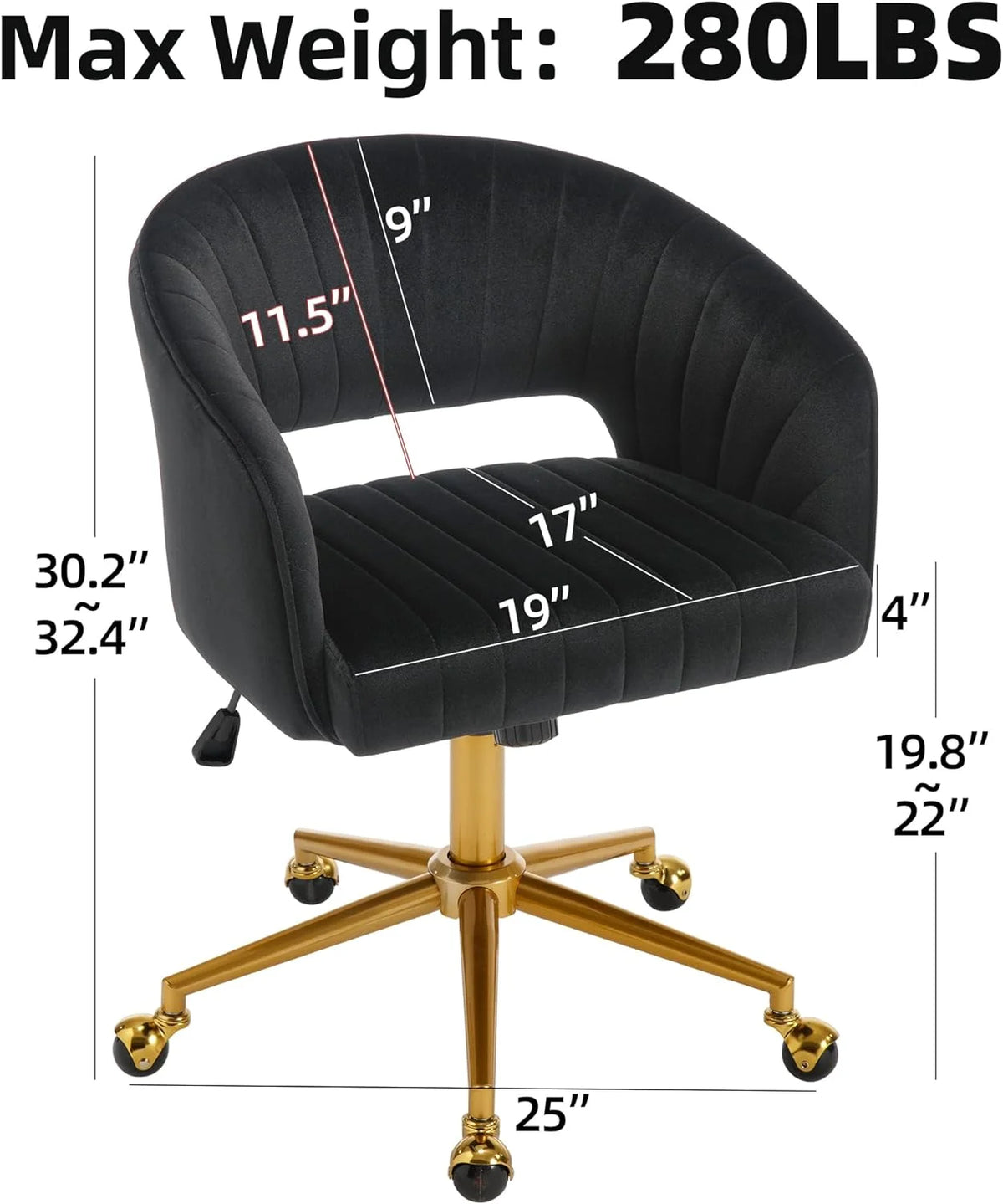 Westice Home Office Desk Chairs, Velvet Task Chair, Height Adjustable Swivel Vanity Chair with Golden Base for Vanity Study, Living Room Computer Room, Beige