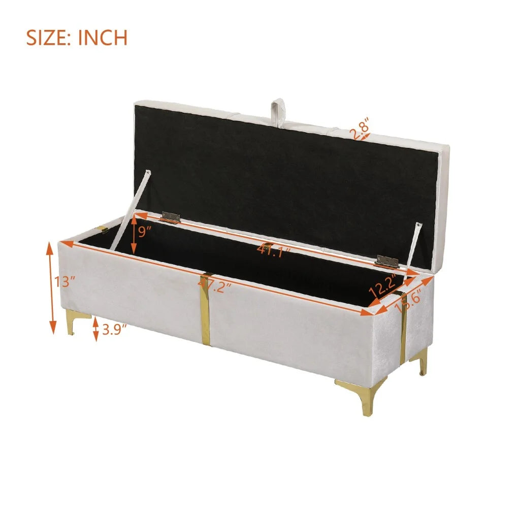 2-Pieces Bedroom Sets, Queen Size Upholstered Platform Bed with Hydraulic Storage System,Storage Ottoman with Metal Legs, 2 Piece Wood Bedroom Furniture Set, Beige
