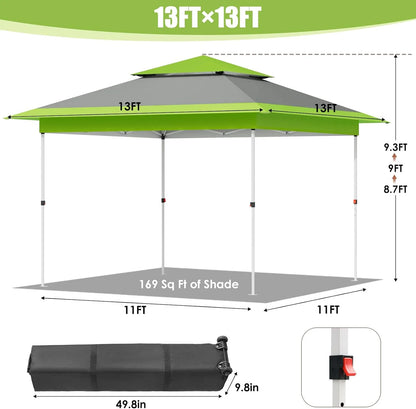 Pirecart 12' x 12' Pop-up Canopy Tent Waterproof Outdoor Gazebo Shelter with Wheeled Bag, Instand Canopy , White