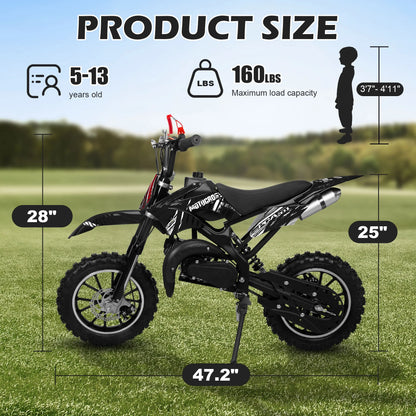 Gpower Gasoline 49cc Dirt Bike for Kids 6-15,2-Stroke Gas Power Mini Dirt Bike,1-Seater,Blue