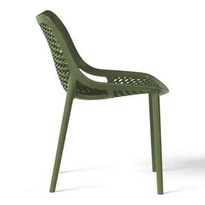 WestinTrends Playa 3-Piece Outdoor Round Metal Dining Table Set And Stackable Resin Patio Dining Side Chairs, Olive Green