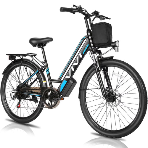 Vivi Electric Bike 26" City Commuter Electric Bike 48V 500W Step-Through Electric Bike 19.8MPH Electric Cruiser Bike Beach Bike with Cruise Control, UL2849 Certified