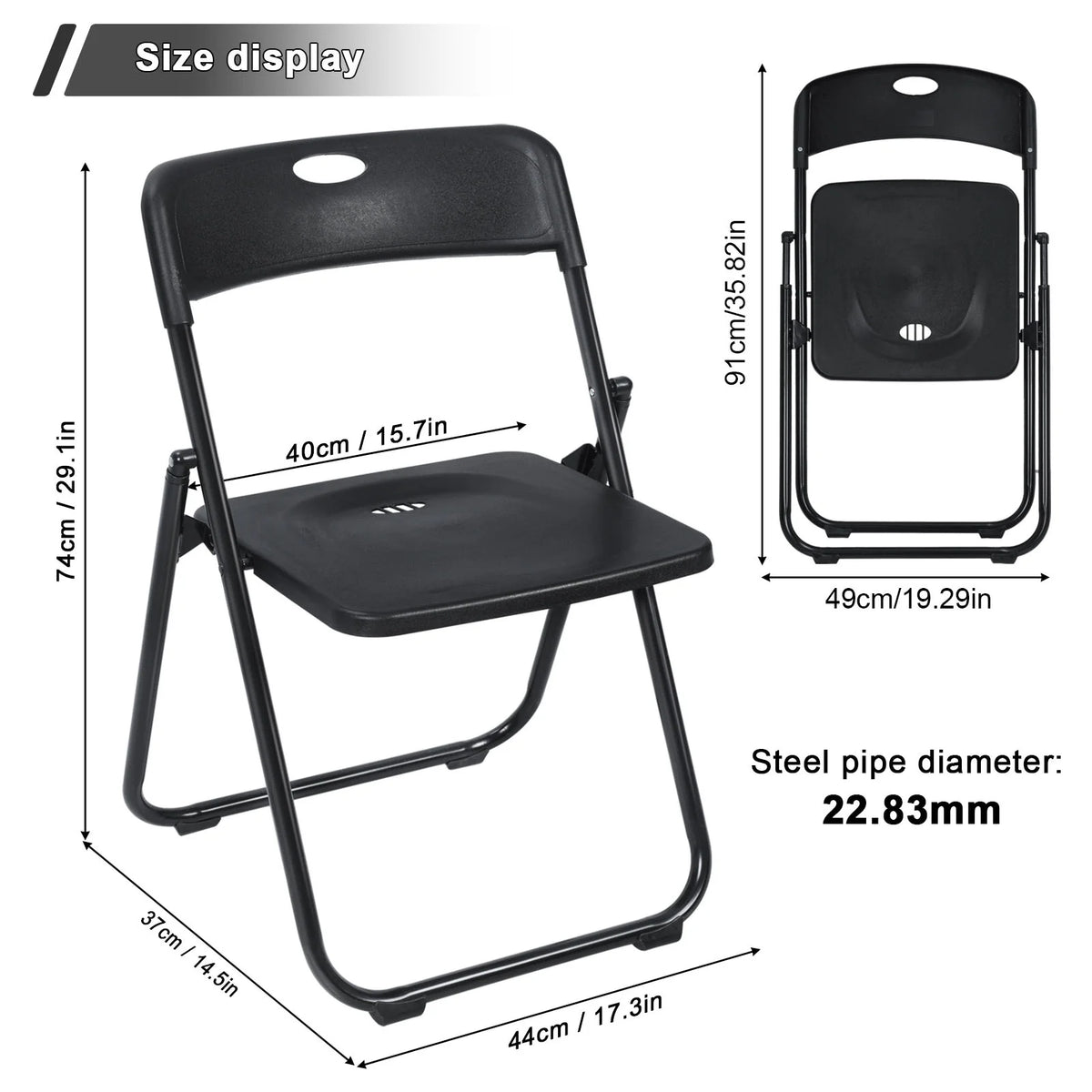 Anvazise Folding Chair 6Pcs/Set Folding Chairs, Staff Backpack Computer Chair, Basics Foldable Plastic Chair, Outdoor Portable Activity Chair, Black (Black)