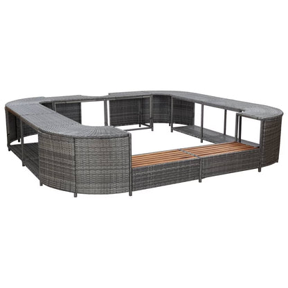vidaXL Square Spa Surround Black 105.5"x105.5"x21.7" Poly Rattan
