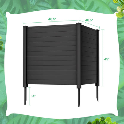 Gymax Outdoor PVC Privacy Panels 2-Pack Picket Fence W/ 3 Cuspidal Foot Stakes Black