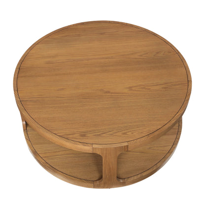 My Texas House Haven Round Coffee Table with Warm Brown Finish