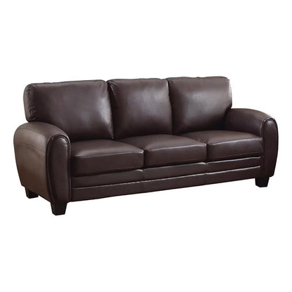 Pemberly Row 19" Contemporary Faux Leather Upholstered Sofa in Black