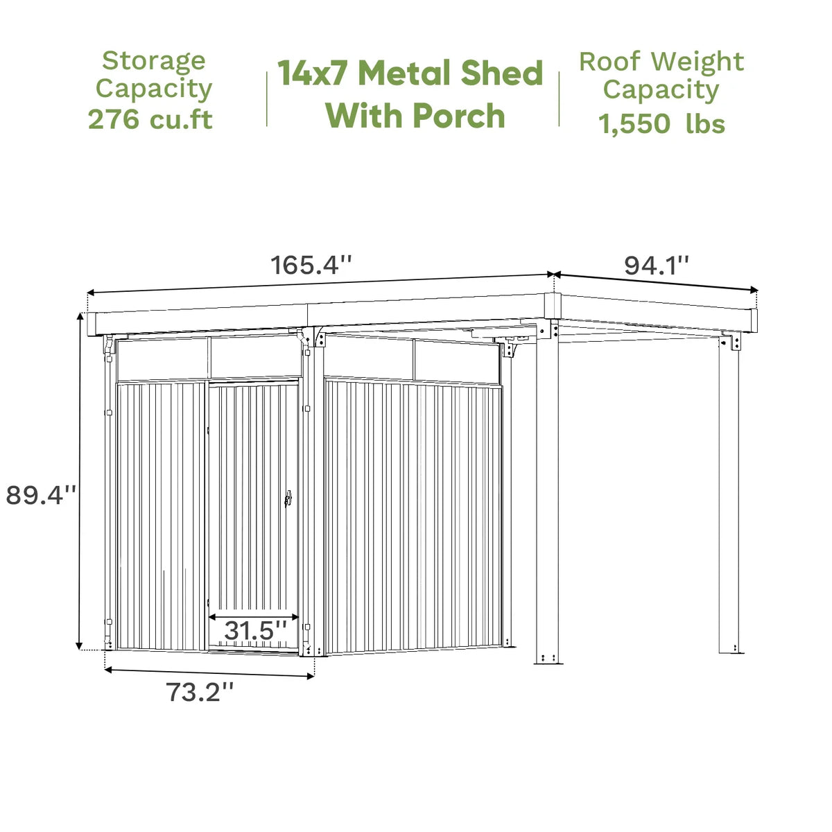 Patiowell 6' x 3' Horizontal Metal Shed, Outdoor Storage Black Trash Shed with Double Lockable Doors, Easy Lift Hinges and Sloping Roof