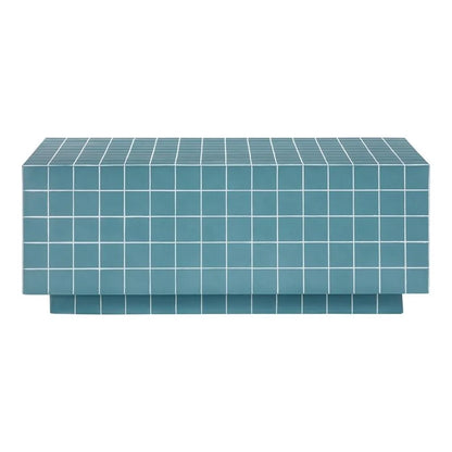 Pemberly Row Contemporary Blue Tile Indoor / Outdoor Coffee Table