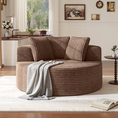 Sodrens Oversized Chaise Lounge Chair Indoor,Upholstered Sofa Bed with Throw Pillows and Armrests,Sleeper Chair for Living Room,Bedroom,Brown,Corduroy