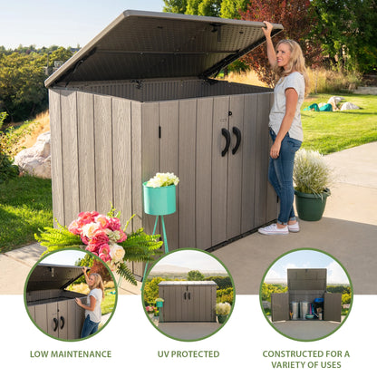 Lifetime Lockable DIY Polyethylene Horizontal Storage Shed, 75 cubic ft., Light Brown (60341)