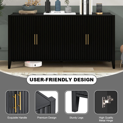 Black Accent Cabinet, Atumon Storage Cabinet Furniture, Modern Buffet Sideboard, Wooden Accent Cabinet with 3 Doors, Accent Storage Cabinet for Entryway Hallway Living Room, 48"L x 17.7"W x 31.9"H