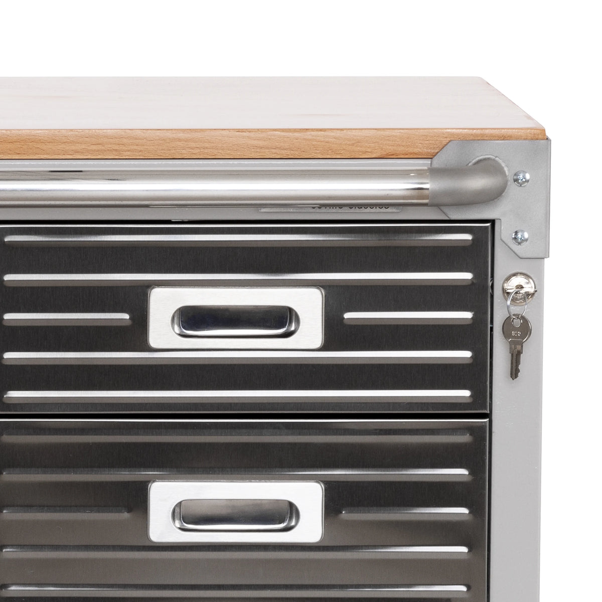 Seville Classics UltraHD® Heavy Duty Rolling Cabinet Workbench Table w/ Solid Wood Top, Workstation for Garage, Office, Workshop, Granite, 1-Door, 4-Drawer (28" W x 25" D)