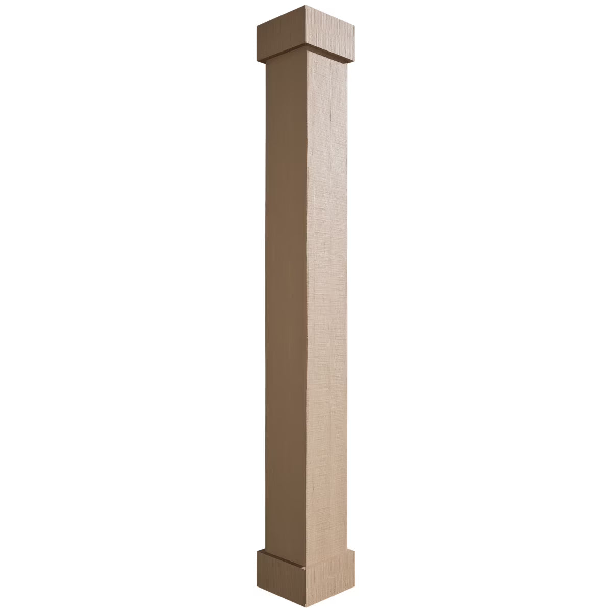 Ekena Millwork 18"W x 5'H Hand Hewn Endurathane Faux Wood Non-Tapered Square Column Wrap with Standard Capital & Base