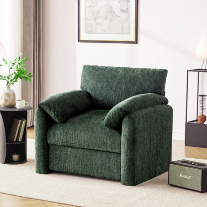 Chenille Oversized Armchair, 38.6" Wide Accent Chairs for Living Room & Bedroom Modern Lounge Chair, Upholstered Mid-Century Reading Chair, Comfy Living Room Chair, Single Sofa Chair, Beige