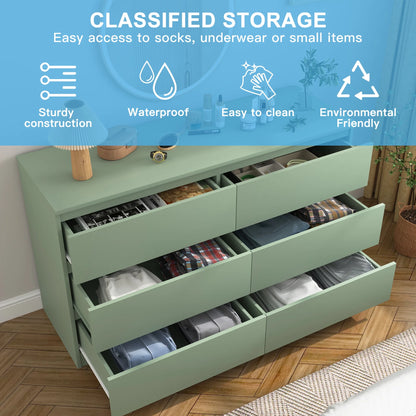 Kadyn White Chest of Drawer, 6 Double Drawer Dresser for Bedroom, Modern Storage Cabinet for Living Room, Dresser