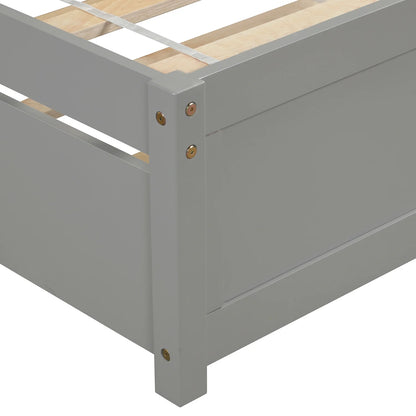 Aukfa Twin Platform Bed with Trundle - Trundle Bed with Headboard for Kids Teens - White