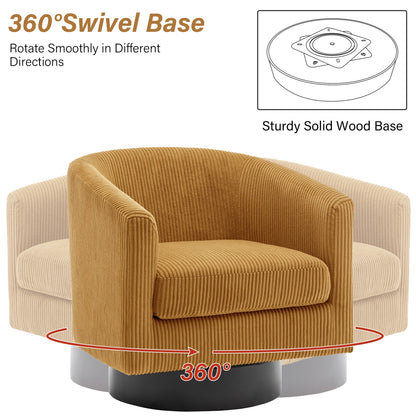 DREAMSIDEA Swivel Barrel Accent Chair for Living Room, Modern Upholstered Round Club Armchair-Cream