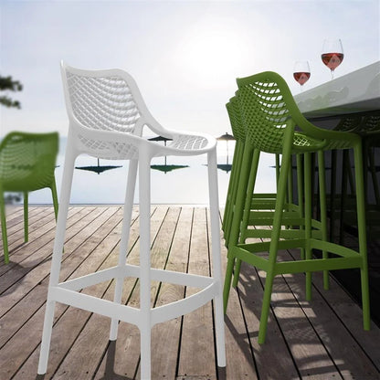 Home Square Polypropylene Patio Bar Stool in Taupe - Set of 2