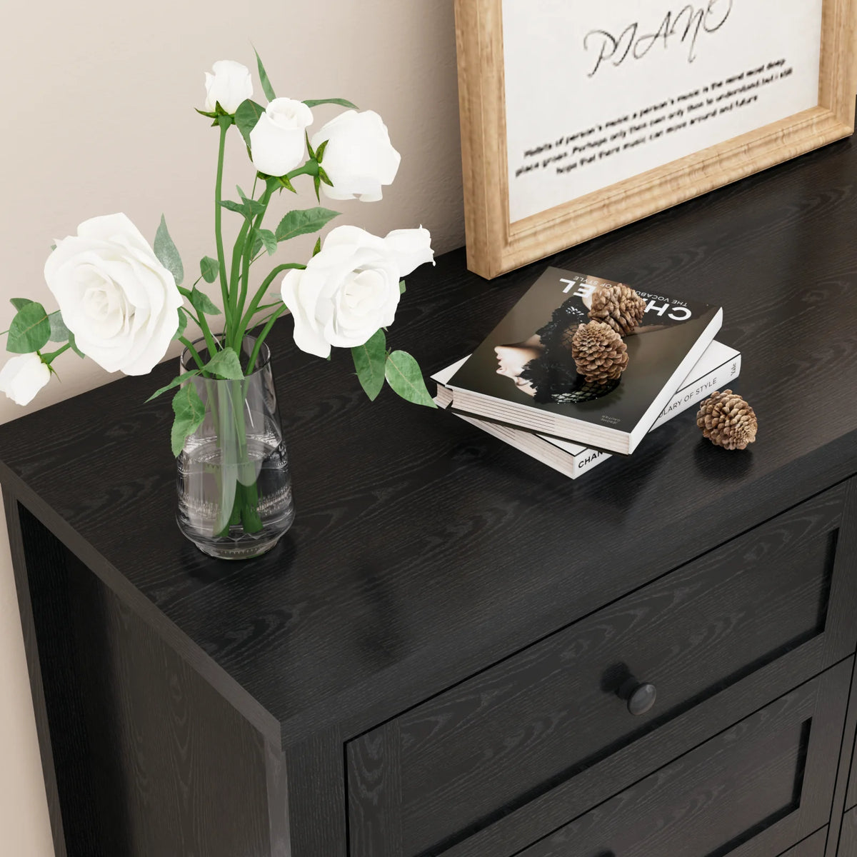 RichYa 6 Drawer Dresser for Bedroom,Chest of Drawers with Metal Knobs,Dresser for Closet,White
