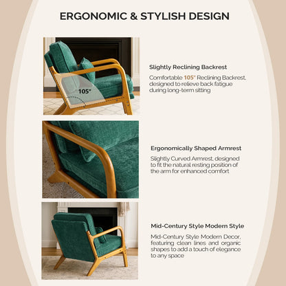 Ktaxon Accent Chair Corduroy Upholstered Armchair, Reading Club Chair with Pillow and Solid Wood Frame for Living Room Bedroom Furniture Off White