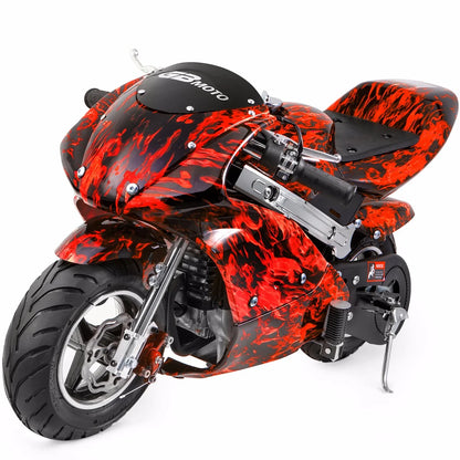 XtremepowerUS 40cc 4-Stroke Pocketbike, EPA Gas Motorbike for Kids, Dual Brake, Ride On Toy, Blue