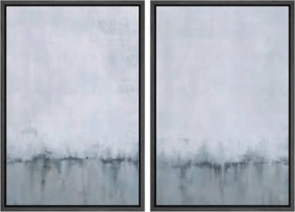 IDEA4WALL Framed Canvas Print Wall Art Set of 2 Watercolor Pastel Duotone Tan Landscape Abstract Modern Art Multicolor Contemporary Artwork for Bedroom, Office - 16"x24"x2 Panels Natural
