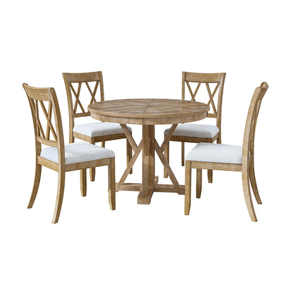 Farmhouse Solid Wood Dining Chairs Upholstered Armless Side Chairs Set of 4 Crossing High Backrest Living Room Kitchen