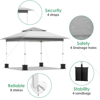Pirecart 12' x 12' Pop-up Canopy Tent Waterproof Outdoor Gazebo Shelter with Wheeled Bag, Instand Canopy , White