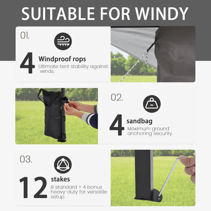Bezseller 11x11 Pop up Gazebo, Outdoor Waterproof Canopy Tent with Mosquito Netting for Outdoors, Khaki