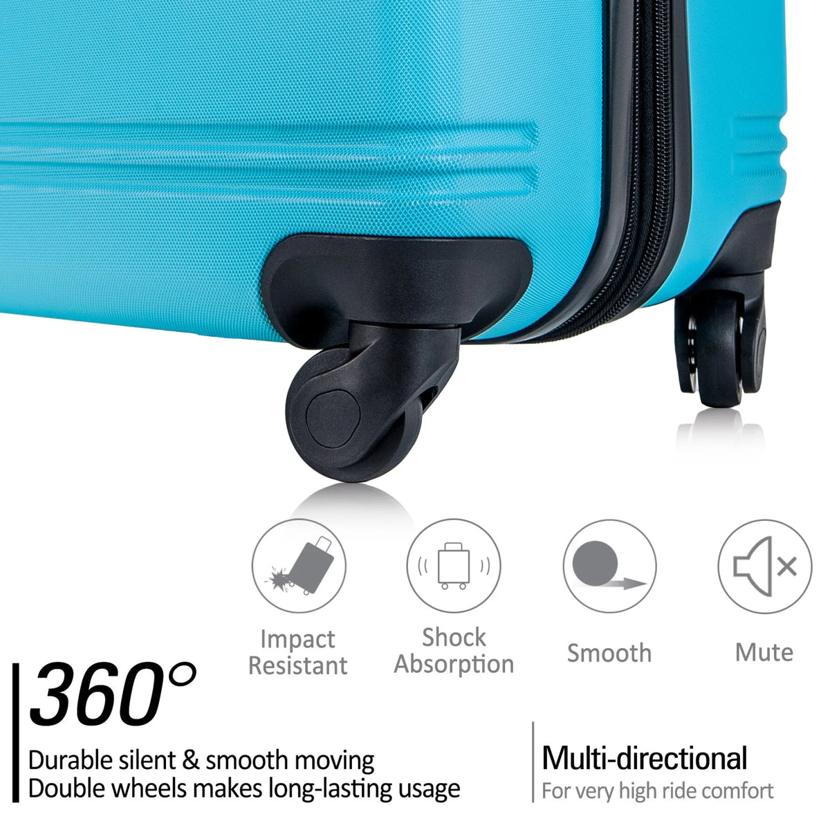 3 Piece ABS Luggage Set, Luggage with Spinner Wheel & TSA  20/24/28 inch, Purple